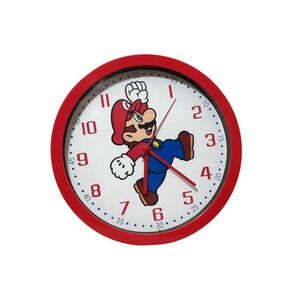 Nintendo Super Mario Bros Red Wall Clock 10 Inch Kids Room Decor GSM3072